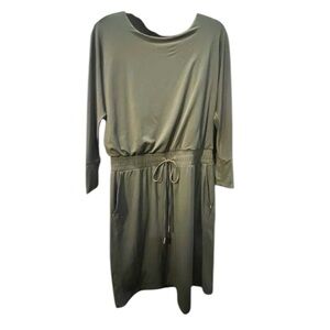Marc NY Andrew Marc military green long sleeve waist tie dress size 10